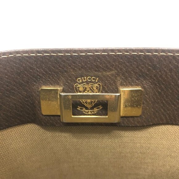 GUCCI Old Gucci Flat Clutch Bag with All-Over Pattern Clutch Bag Brown - Picture 12 of 16